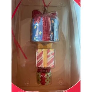 Christopher Radko Holiday Celebrations Stacked Gifts Glass Ornament